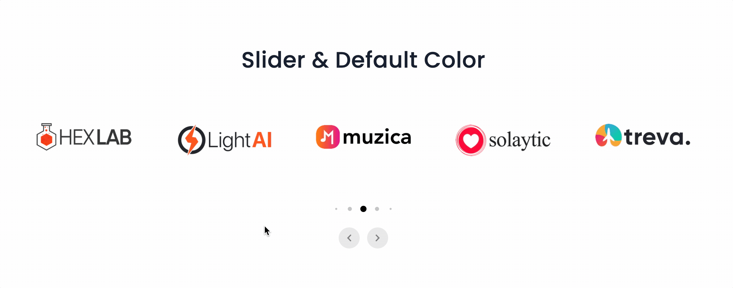 GS Logo Slider default color layout showing a horizontal logo carousel with brand marks on a light background