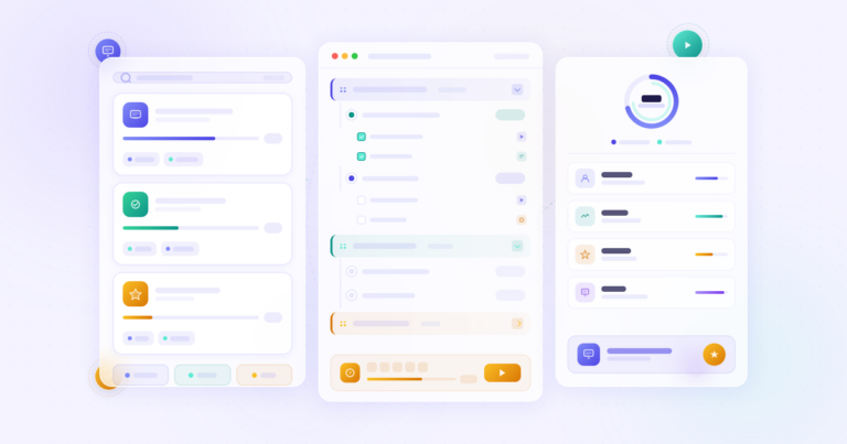 LearnDash Review 2026 featured banner showing a three-panel LMS course dashboard: course catalog with progress indicators, lesson section builder with drag-and-drop tree, and student analytics with progress ring and completion metrics
