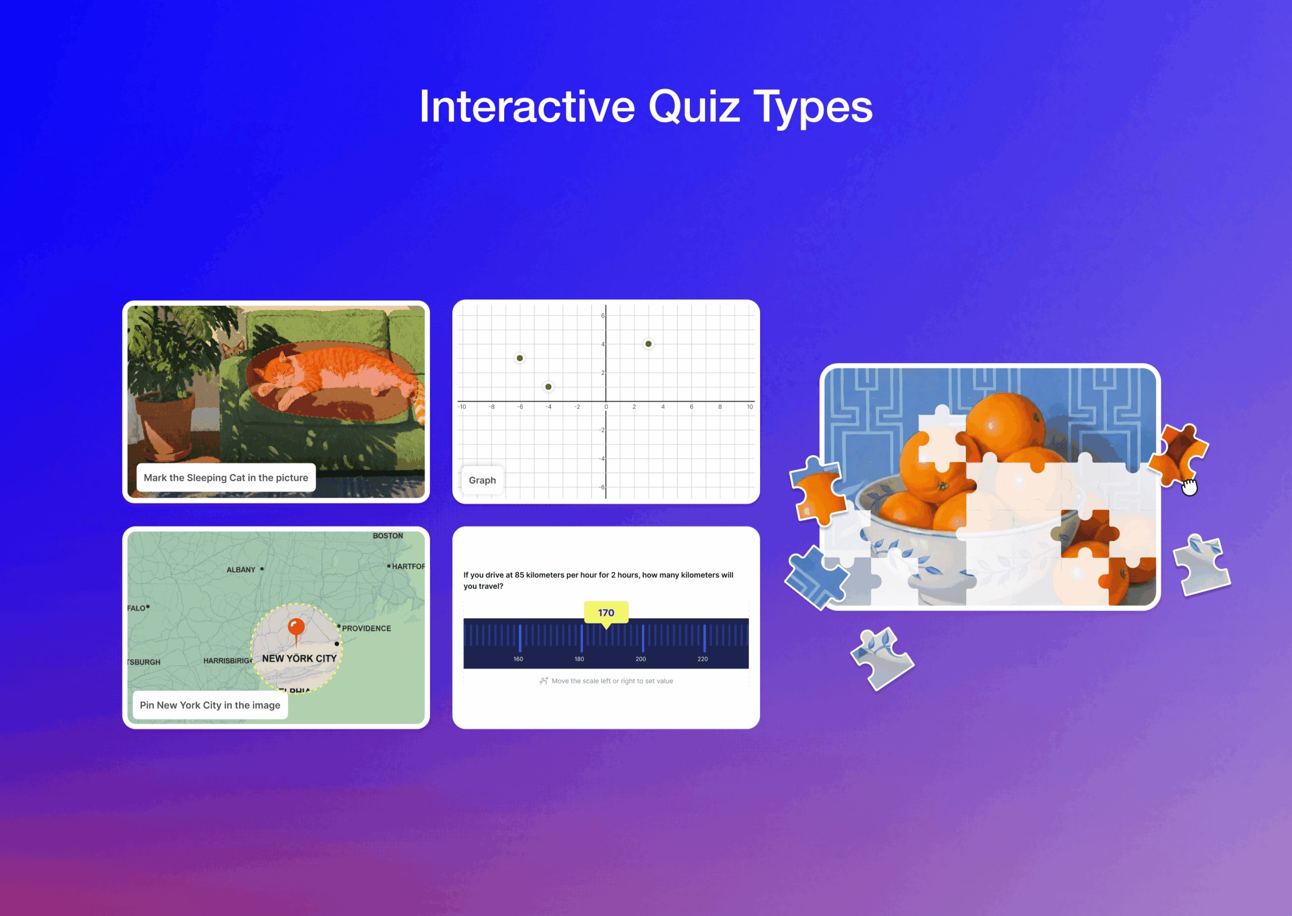 Quiz types panel in Tutor LMS listing the available question formats, including the five advanced types available in Pro.