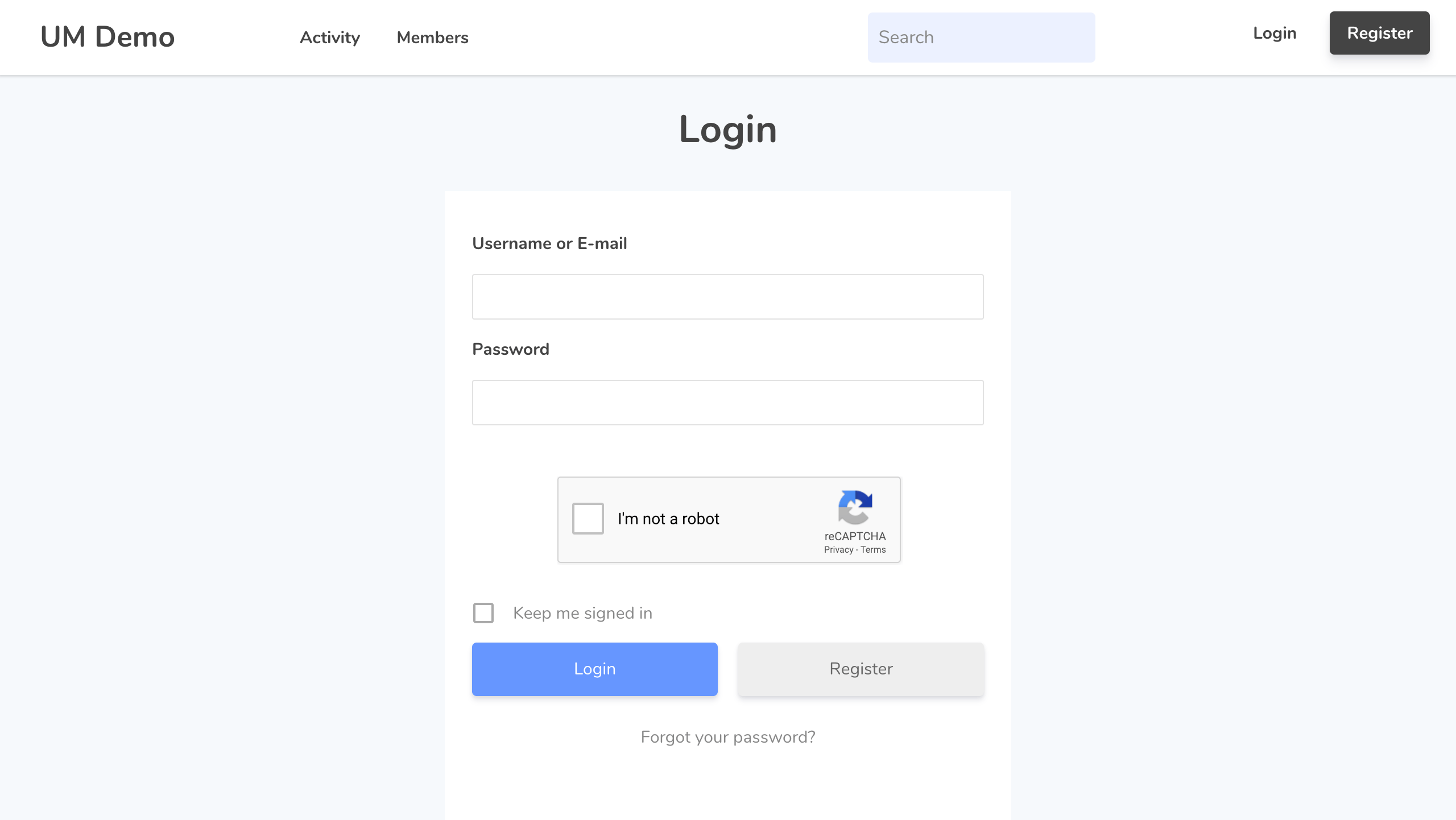 Ultimate Member front-end login form with reCAPTCHA integration