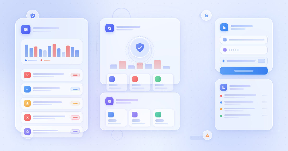 WP Cerber Security Review 2026 featured banner showing a security theme with glassmorphism card elements representing traffic inspector, brute-force protection, firewall rules, login protection, and activity log on a light blue-indigo background