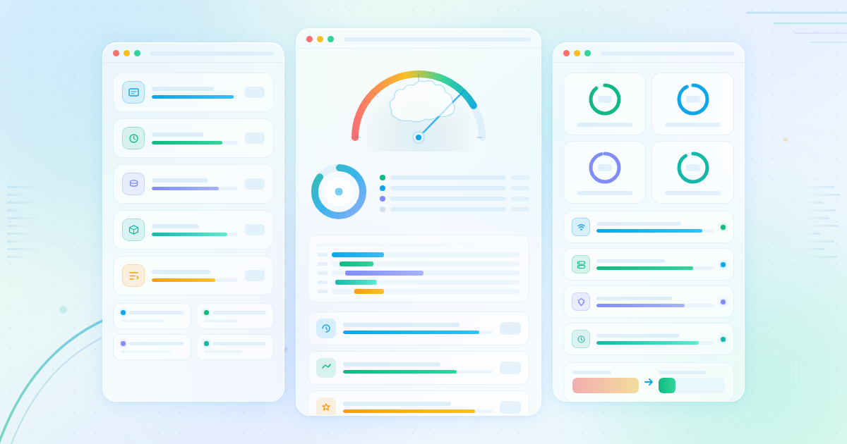 Breeze Review 2026 featured banner showing cache layer configuration panels, speed gauge with cloud motif and waterfall timeline, and performance score rings in a light glassmorphism design