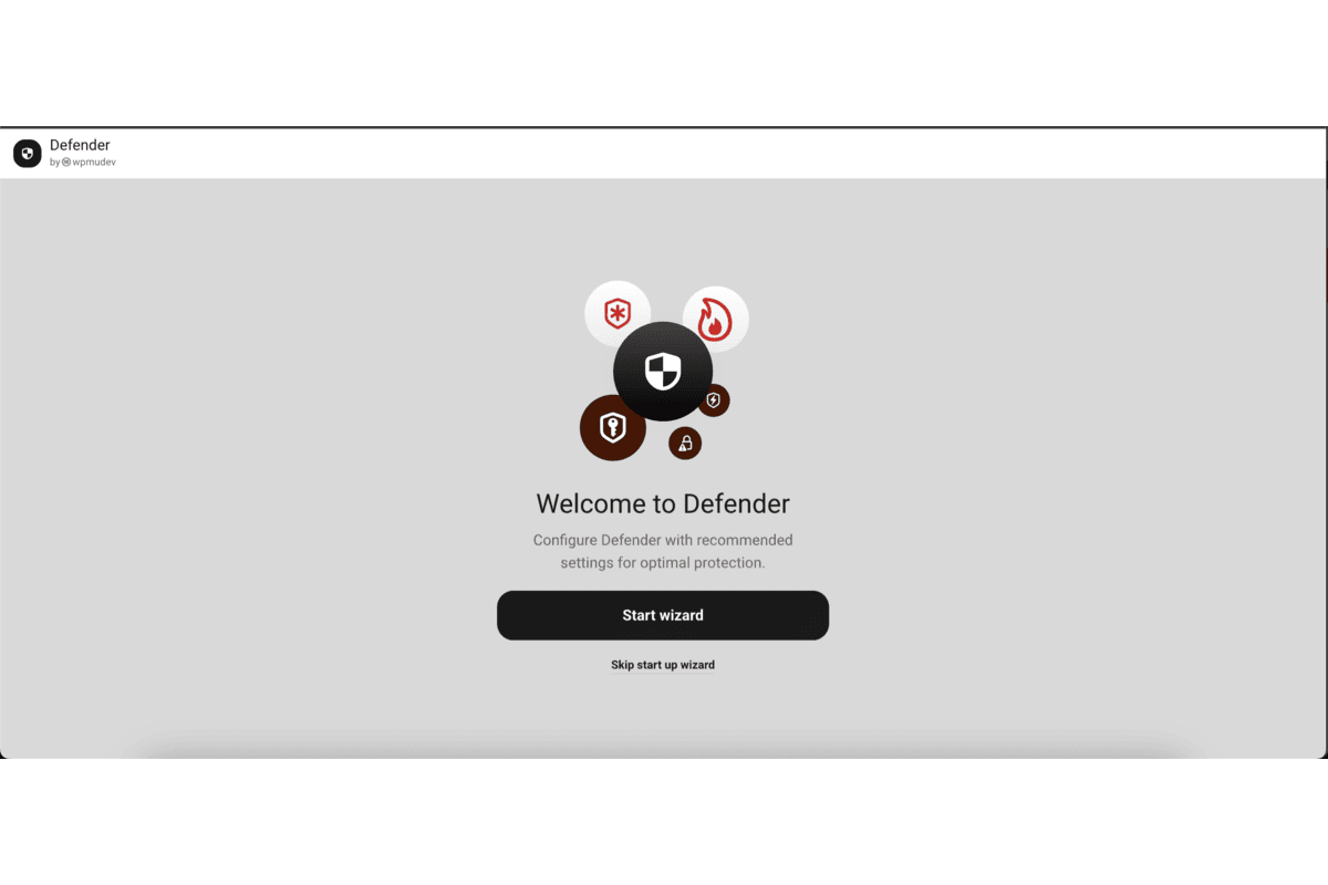 Defender Security configuration interface showing the streamlined dashboard with security status modules, scan results, and recommended tweaks