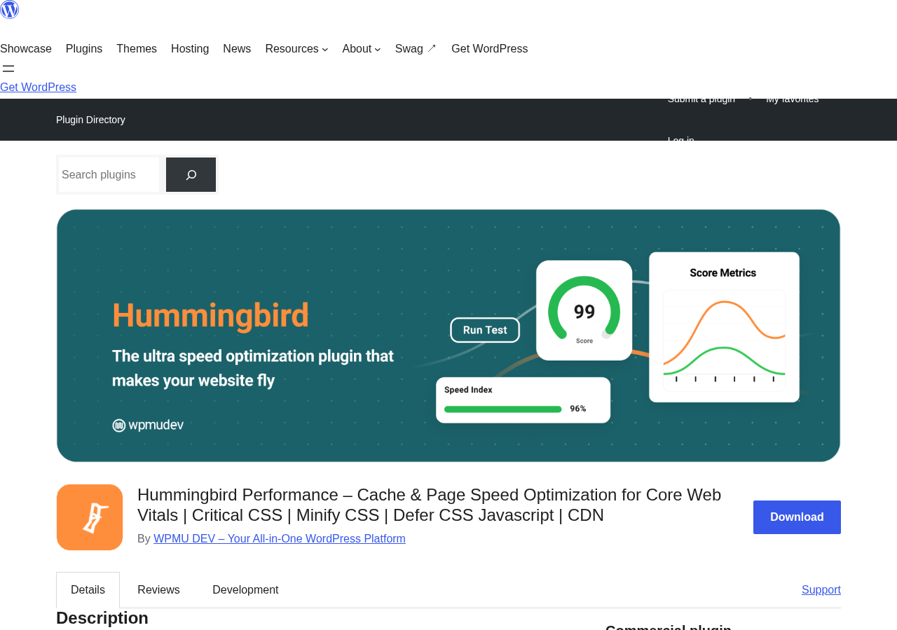 Hummingbird Performance plugin listing on WordPress.org showing 70,000+ active installations, a 4.7 out of 5 star rating from 1,487 reviews, version 3.20.0 updated July 20 2026, and tested up to WordPress 7.0.4