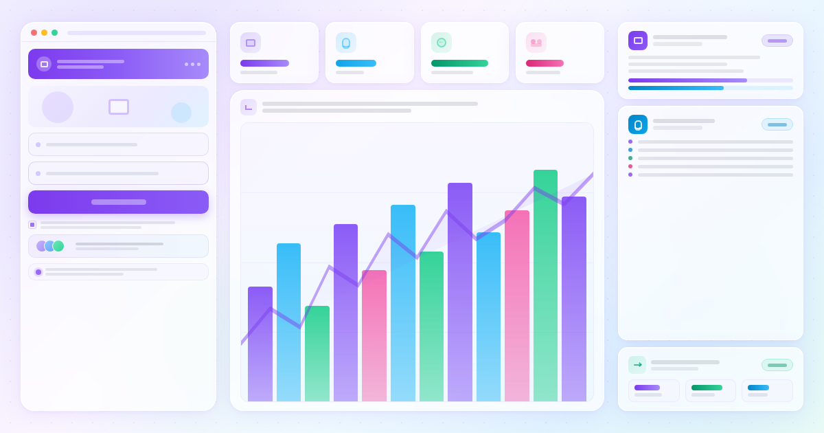 Icegram Express review featured banner showing email opt-in form widget, subscriber stats dashboard with bar chart, and campaign notification cards on a soft purple glassmorphism background