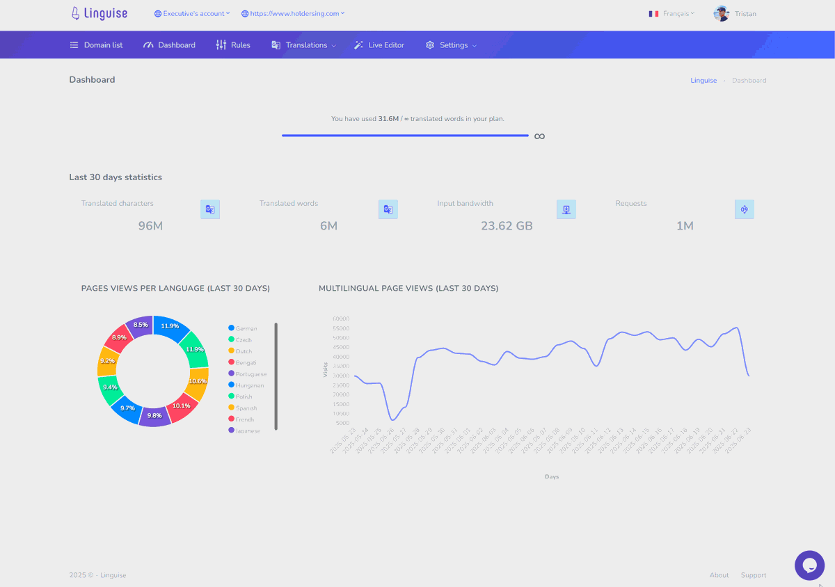 Linguise live frontend editor allowing inline translation editing on the website