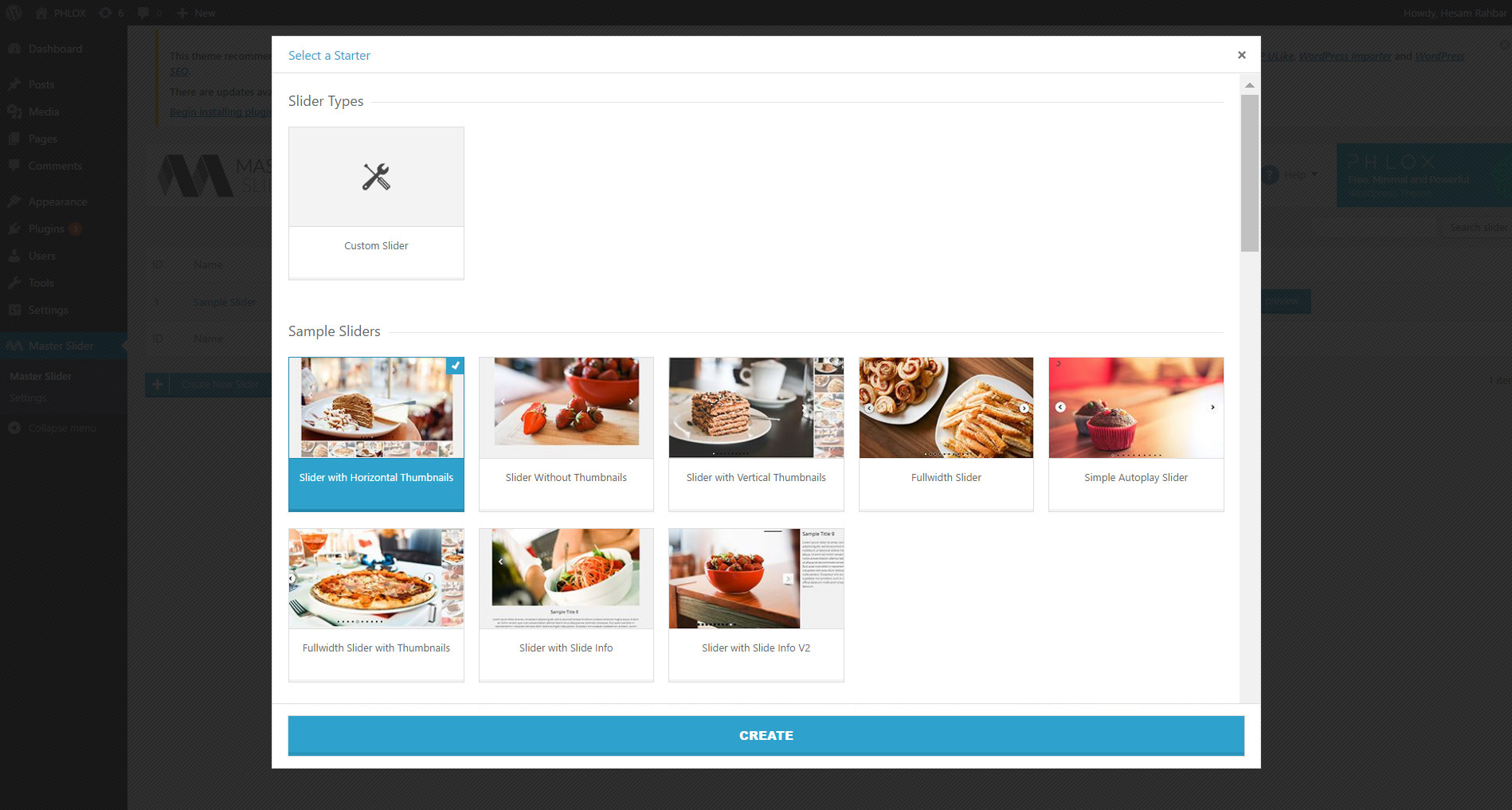 Master Slider drag-and-drop slide creation interface