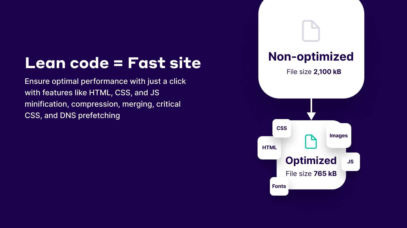 NitroPack JavaScript and CSS optimization panel with delay, defer, and minification options