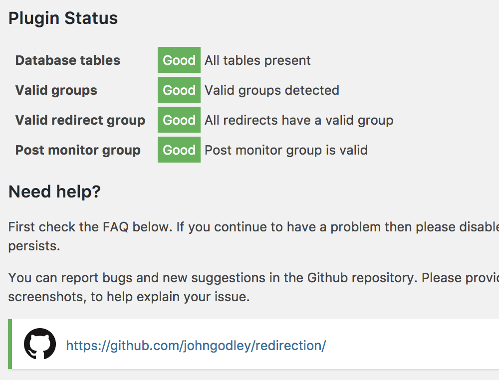 Redirection plugin import and export interface showing the v5.9.0 text-paste input and format selector