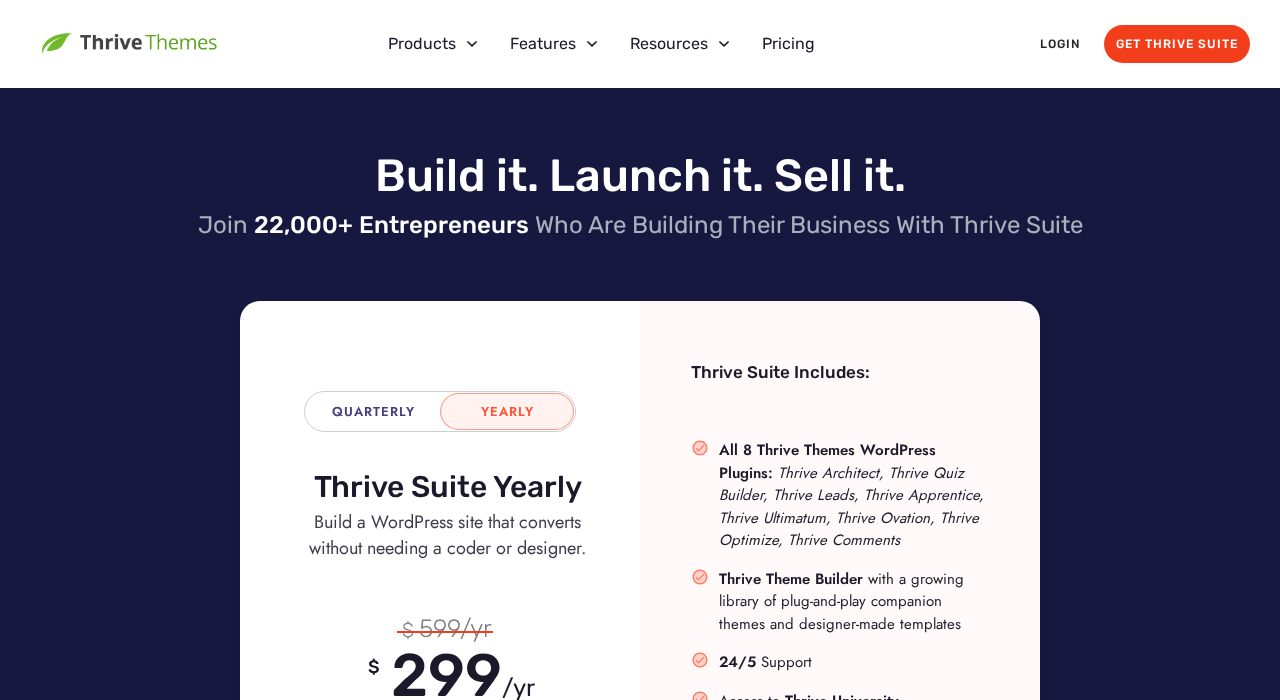 Thrive Suite pricing page showing annual plan options including Thrive Ovation