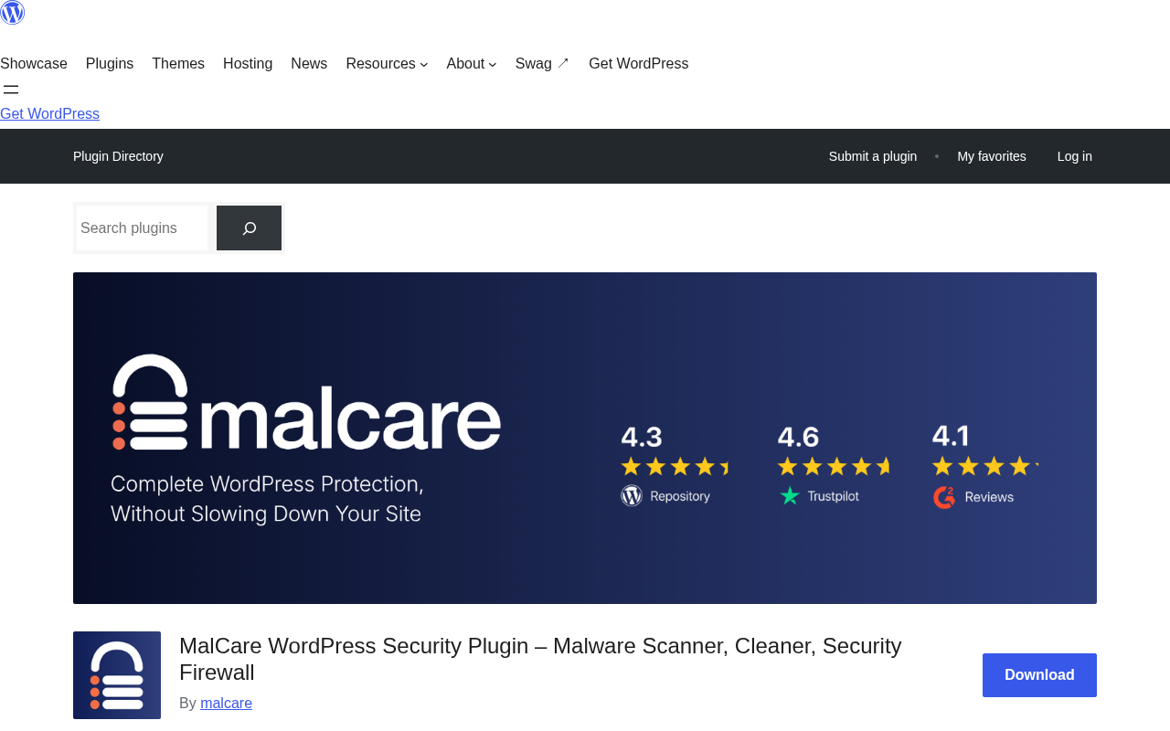 MalCare Security plugin listing in the WordPress plugin directory