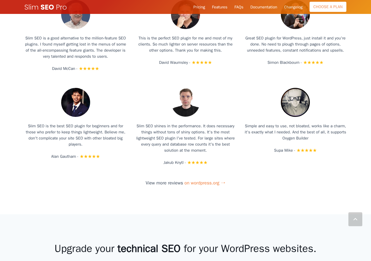 Slim SEO Pro page showing the three pricing tiers: Personal at $59 per year for 1 website, Freelancer at $119 per year for 10 websites, and Agency at $179 per year for unlimited websites, each listing all included Pro features including the visual schema builder, link monitoring, Google Search Console integration, and writing assistant.