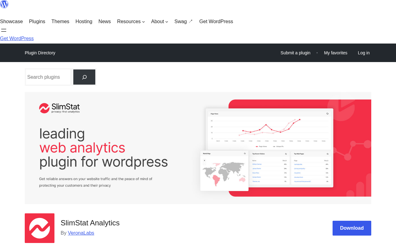 Slimstat Analytics plugin listing on WordPress.org showing version 5.5.0, 70,000+ active installs, 4.8-star rating from 816 reviews, last updated June 24 2026, tested up to WordPress 7.0.4