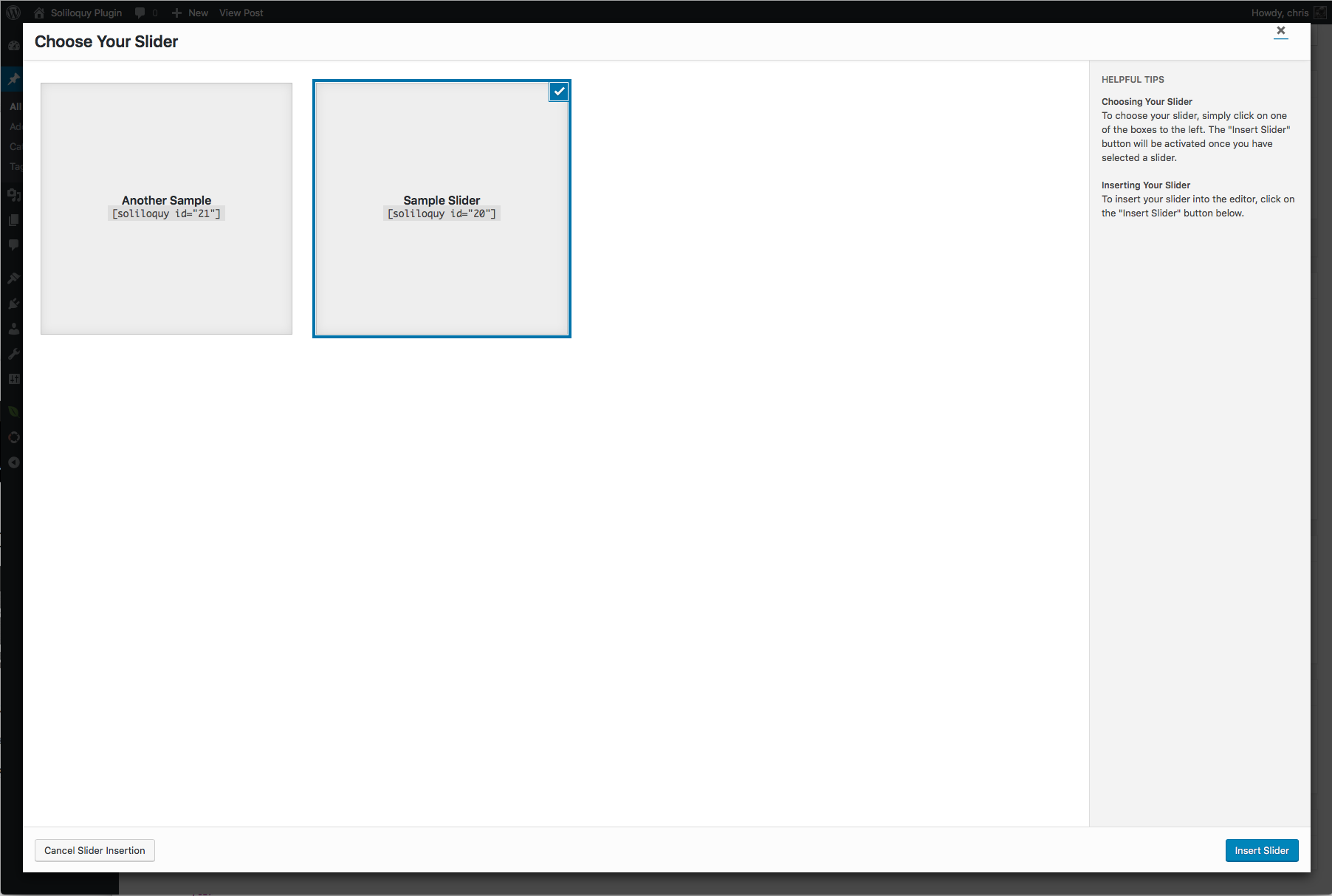 Soliloquy responsive slider front-end output on a WordPress site