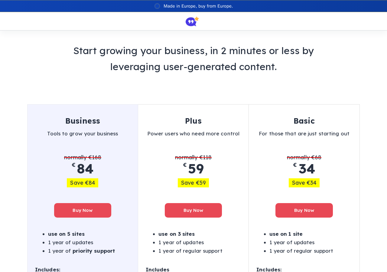 Strong Testimonials pricing plans Basic Plus and Business on strongtestimonials.com