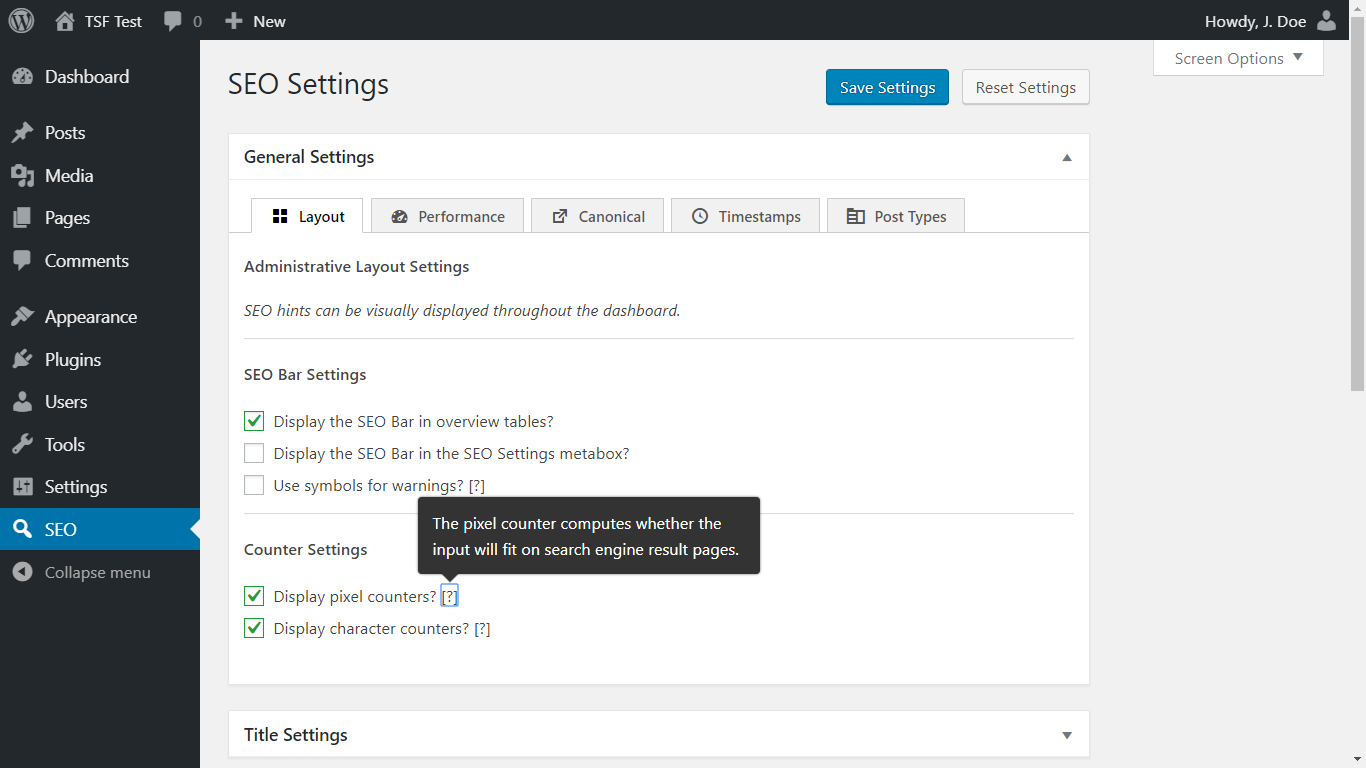 The SEO Framework settings page in the WordPress admin, showing a single-page interface with collapsible sections covering general SEO settings, social media configuration, Schema structured data, sitemaps, and advanced options. The interface is clean with no upgrade banners or promotional elements.