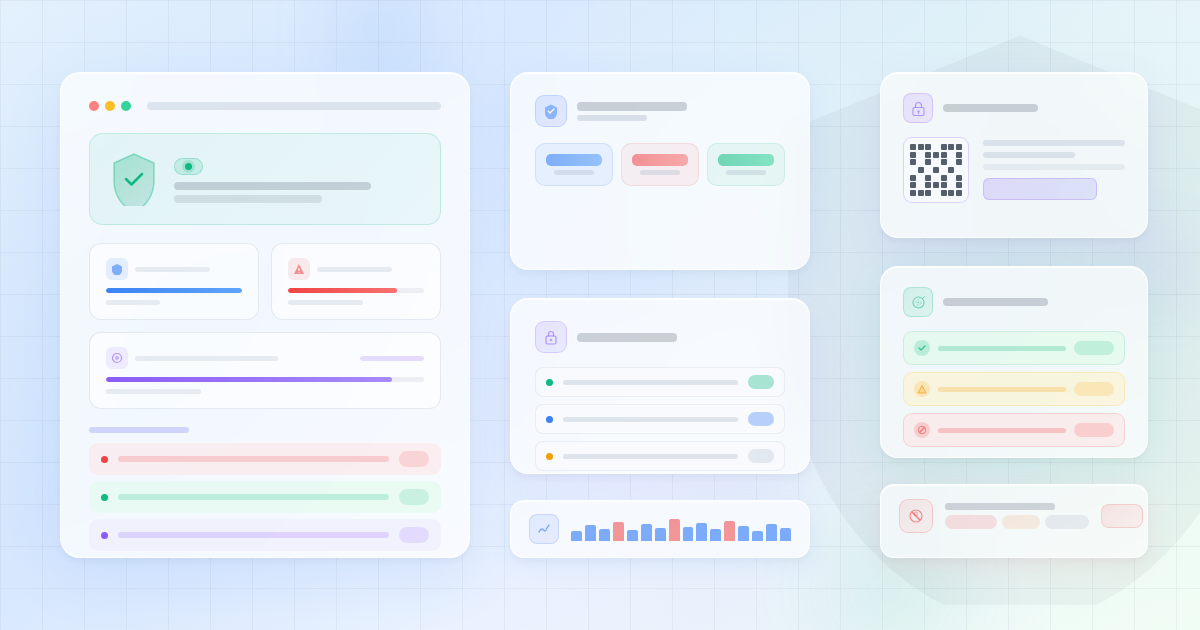 Wordfence Security Review 2026 featured banner with a security dashboard design showing shield status, firewall metrics, login security toggles, 2FA QR mockup, malware scan results, blocked IP panel, and live traffic chart in a light glassmorphism style