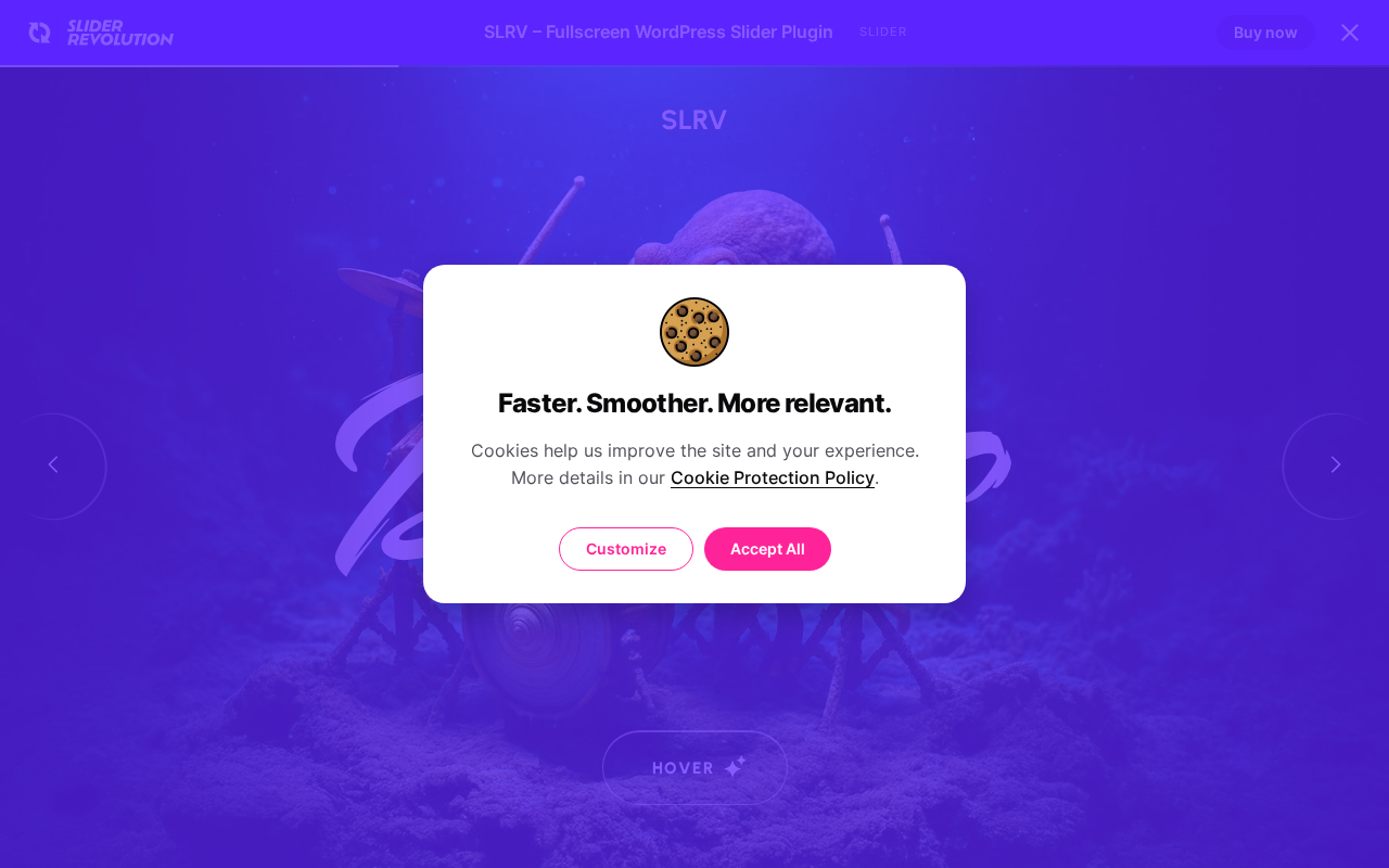 Slider Revolution visual editor showing the template library with premium slider templates