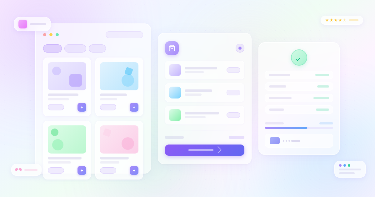 Ecwid eCommerce Shopping Cart WordPress plugin review 2026 featured banner with glassmorphism ecommerce interface cards on a light pastel gradient background