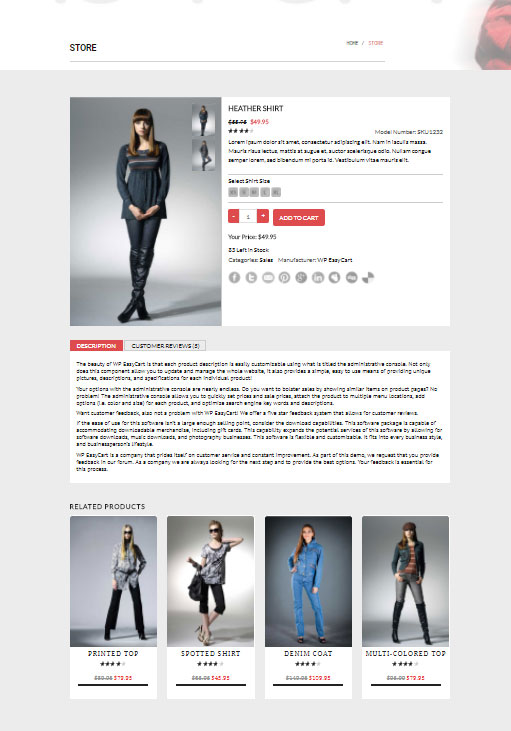 WP EasyCart streamlined checkout interface showing a multi-step checkout form with integrated payment processing and 30-plus payment gateway support.